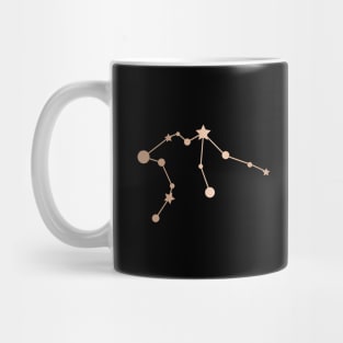 Aquarius Zodiac Constellation in Rose Gold - Black Mug